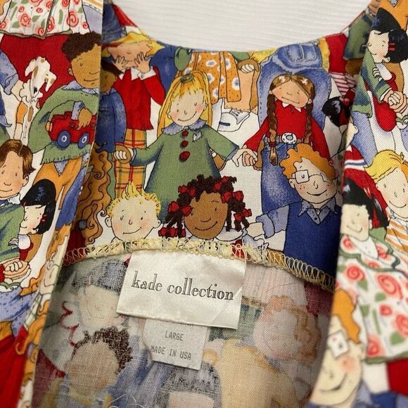 Kade Collection Vintage Women's Kids Holding Hand Print Dress Size Large - Picture 4 of 6